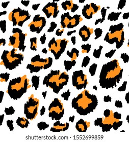 Leopard or jaguar print seamless pattern, textured fashion print, abstract safari background for fabric, textile. Effect of big tropical wild cat fur, spots stylized. Wild cat animal print, safari