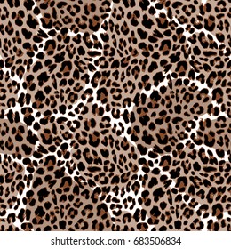 Leopard or jaguar seamless pattern. Modern animal fur design. Vector illustration background.