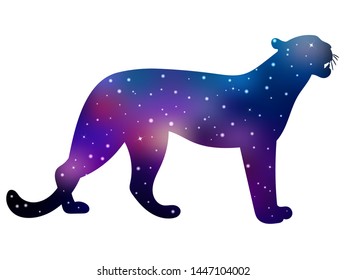 Leopard or Jaguar. Silhouette of big cat. Vector illustration.