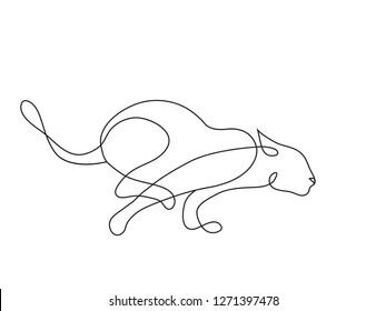 Leopard jump. One line drawing svg