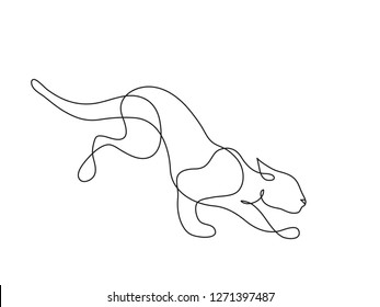 Leopard jump. One line drawing svg