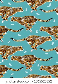 Leopard Jump Seamless Pattern Background Wallpaper,Safari Animal Pattern