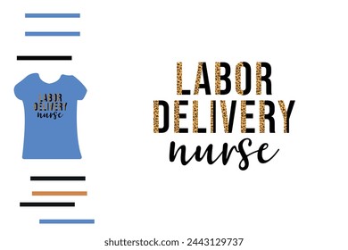 Diseño de camiseta de enfermera de parto y trabajo de parto de leopardo 