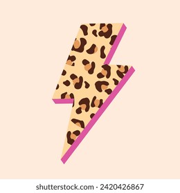 Leopard Lightning Bolt in cartoon style. Simple hand drawn style. Vector illustration.