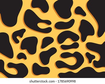 Leopard like abstract background texture with black and yellow color. Concept of wildlife, Africa thing, animal texture, exotic. Flat vector illustration.