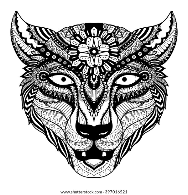 Leopard Line Art Design Coloring Book Stock Vector (Royalty Free) 397016521