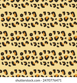 Líneas de leopardo patrón sin fisuras. Piel animal estampado de fondo sin fin. Exótica tapa de repetición salvaje. Manchas estilizadas simplemente adorno de bucle. Vector plano dibujado a mano ilustración.