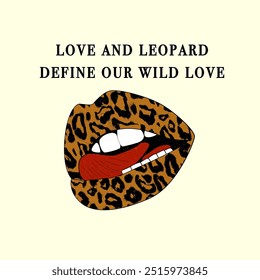 Leopard Lips Design e T shirt Slogan Vetor. 