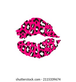 Los labios de leopardo son rosados. Ideal para imprimir en ropa. Ilustración de vectores dibujada a mano