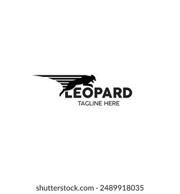 Leopardo logo diseño salto sobre escritura.