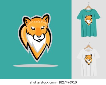 Leopard logo mascot design with t-shirt . Leopard head illustration for sport team and printing t-shirt