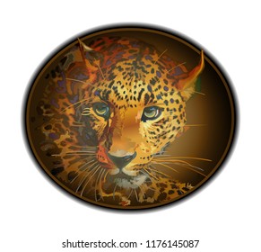 Leopard logo realistic vector illustration isolated on white background