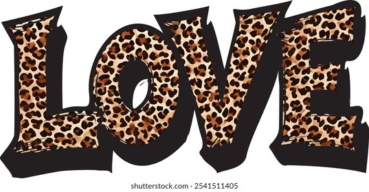  Leopard LOVE, Retro Valentine t shirts design, Valentines Day lettering phrase, t shirt design, Valentine's Day Isolated on white background, Files for Cutting EPS 10, Illustrator Artwork vector