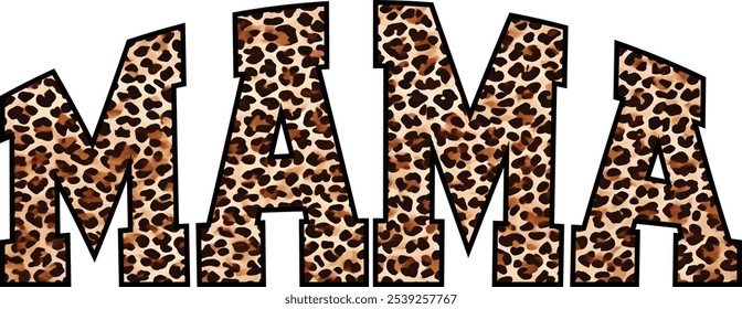 Leopard MAMA lettering vector illustration