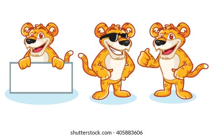 Leopard Mascot Vector happy, ppose and bring board