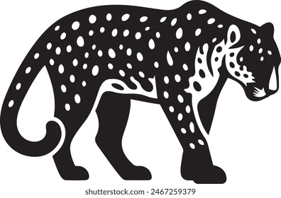 Leopard minimalist silhouette vector illustration on white background.
