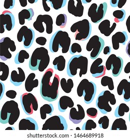 Leopard modern seamless texture in neon color. Seamless African pattern leopard skin