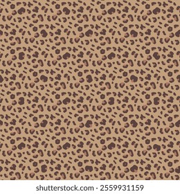 Leopard monochrome seamless pattern. Animal print mocha mouse scallop endless background. Cheetah skin texture repeat cover. Abstract jaguar fur continuous ornament. Vector hand drawn illustration.