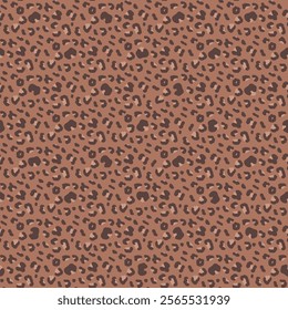 Leopard monochrome seamless pattern. Animal camouflage print mocha mouse endless background. Cheetah or panther skin texture repeat cover. Abstract jaguar fur continuous ornament. Vector illustration.