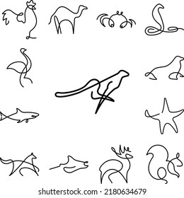 Leopard one line icon in a collection with other items