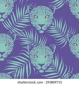 Leopard with palm leaves pattern