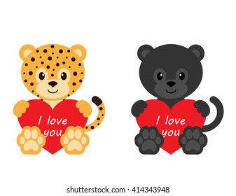 leopard and panther with heart