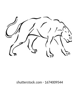 Continuous One Line Drawing Tiger Walking Stock Vector (Royalty Free ...