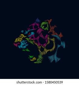 the leopard panther line pop art potrait logo colorful design with dark background