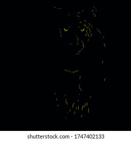 the leopard panther line pop art potrait logo colorful design with dark background