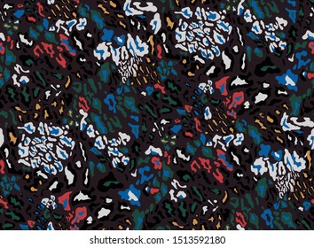 Leopard pattern. Abstract colorful African design. Seamless fashion style. Geometric textile background.