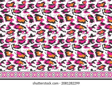 Leopard pattern with border for fabric print. tile. texture. background