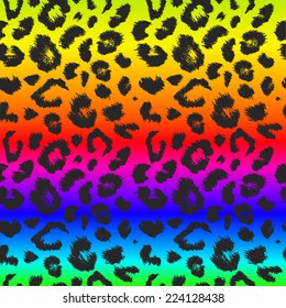 leopard pattern color rainbow. Repeating seamless vector animal background