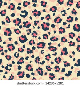 Leopard pattern design. Animal print seamless pattern, vector illustration background. Fur animal skin fashion textile, surface design