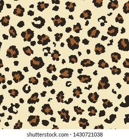 Leopard pattern design. Animal print seamless pattern, vector illustration background. Fur animal skin fashion textile, surface design