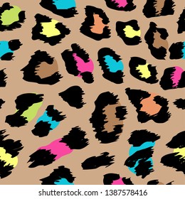 Leopard pattern design - funny  drawing seamless pattern. Lettering poster or t-shirt textile graphic design. / wallpaper, wrapping paper.