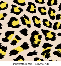 Leopard pattern design - funny  drawing seamless pattern. Lettering poster or t-shirt textile graphic design. 