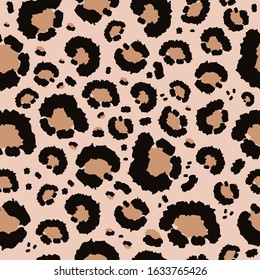 Leopard pattern design funny drawing seamless pattern. Leo Lettering poster or t-shirt textile graphic design wallpaper, wrapping paper. Vector