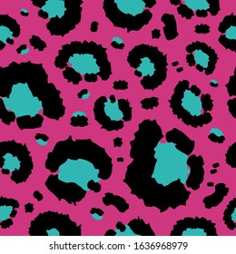 Leopard pattern design funny drawing seamless pattern. Leo Lettering poster or t-shirt textile graphic design wallpaper, wrapping paper. Vector
