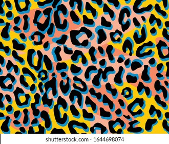 Leopard pattern design - funny drawing seamless pattern. Lettering poster or t-shirt textile graphic design. / wallpaper, wrapping paper.