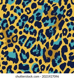 Leopard pattern design funny drawing seamless pattern. animal skin design Jaguar, cheetah, panther fur. Poster or t-shirt textile graphic design wallpaper, wrapping paper.