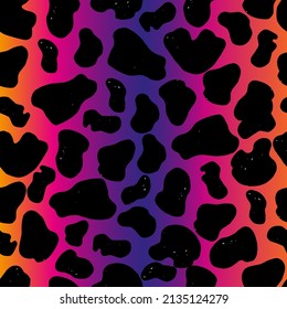 Leopard pattern design in rainbow colors - funny drawing seamless ocelot pattern. Lettering poster or t-shirt textile graphic design