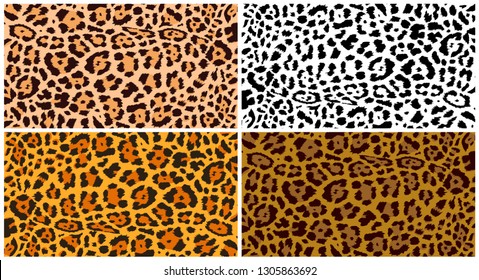 Leopard pattern design. Set of funny drawing pattern. Lettering poster or t-shirt textile graphic design. Wallpaper, wrapping paper. Vector illustration. Isolated on white background.