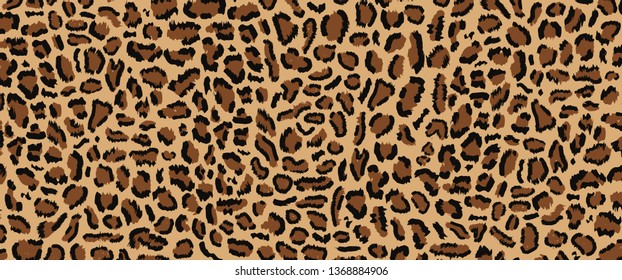 Leopard pattern design, vector illustratin, trendy background, Leopard fur pattern seamless real hairy texture. Fashion, trend 2019. Animal design. Brown, orange, yellow 