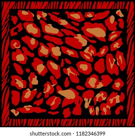 Leopard pattern design, vector illustration background. Animal design. Brown, red, black - leopard patterned zebra striped pattern
