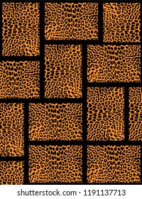 Leopard pattern design, vector illustration background. Animal design. Brown, orange, black