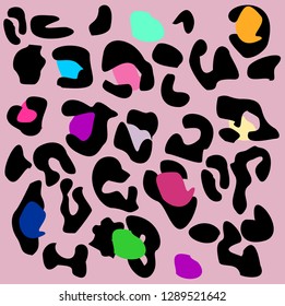 Leopard pattern design, vector illustration background. Animal design. Brown, orange, yellow, red, black, pink, purple
