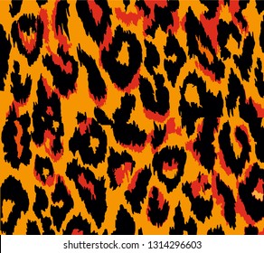 Leopard pattern design, vector illustration background. Animal design. Brown, orange, yellow