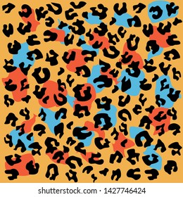 Leopard pattern design, vector illustration background. Animal design. Brown, orange, yellow, red, black. Wildlife, safari