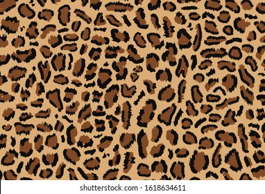 Leopard pattern design, vector illustration, trendy background, Leopard fur pattern real hair texture. Animal background. Brown, orange, yellow