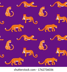 Leopard pattern flat color seamless design illustration